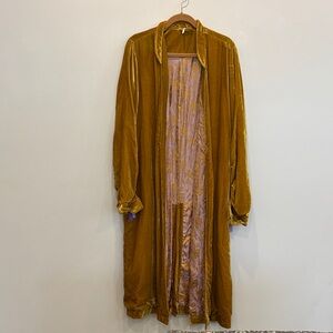 Free People Women’s Gold Velvet Duster